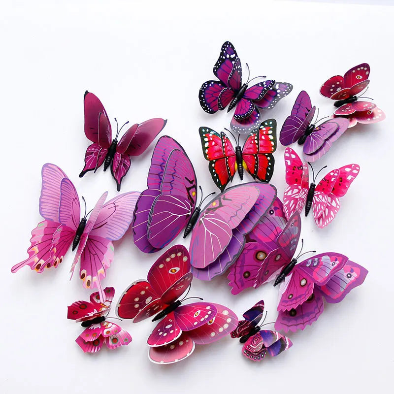 Walloria 3D Schmetterlings-Wandsticker-Set | 12 Stück | Magnetisch & Doppellagig