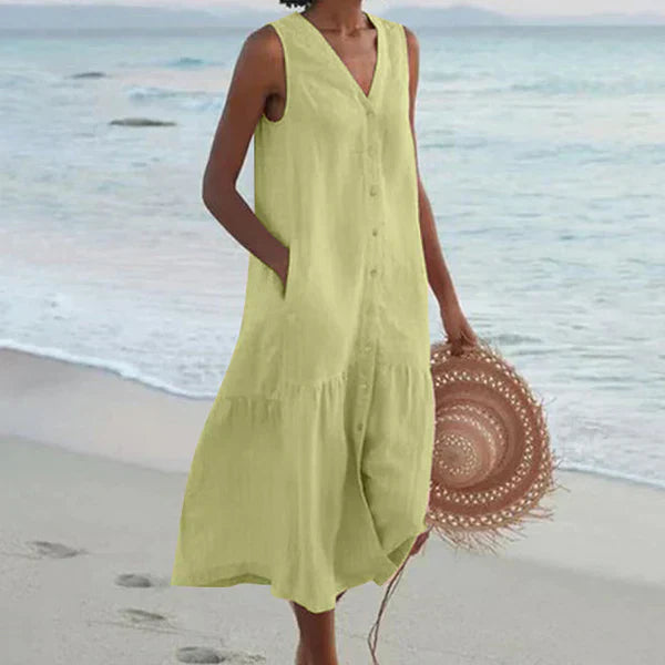 Naya - Ärmelloses, elegantes Hemdkleid mit V-Ausschnitt