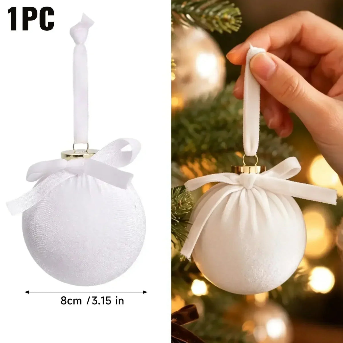 Samtbezogene Weihnachtskugeln aus Schaumstoff (Set mit 1, 3, 5 oder 10 Stück)