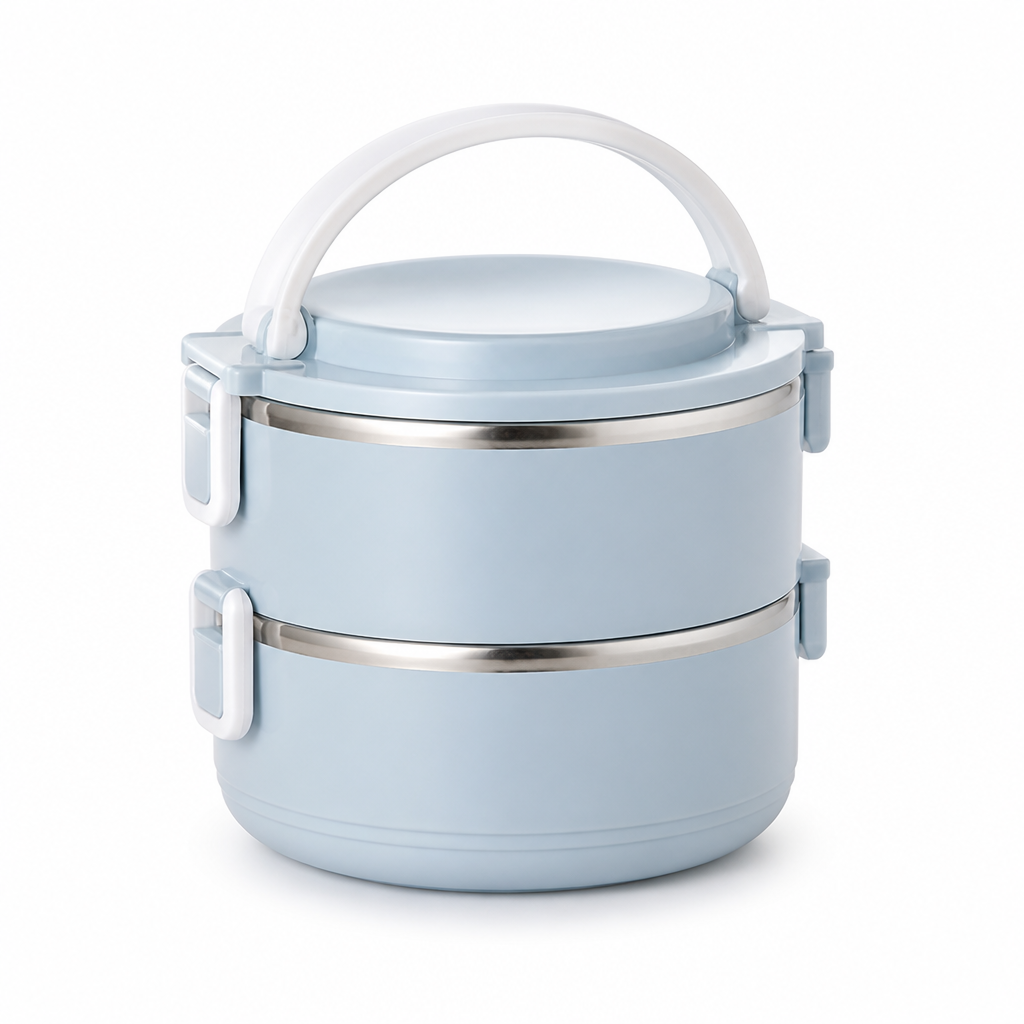 Lunchbox | 3-lagig stapelbar | Edelstahl-Innenraum & auslaufsichere Deckel | Reisetauglich