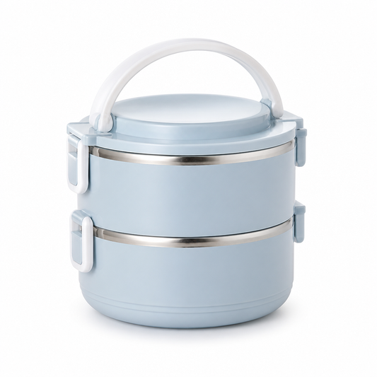 Lunchbox | 3-lagig stapelbar | Edelstahl-Innenraum & auslaufsichere Deckel | Reisetauglich