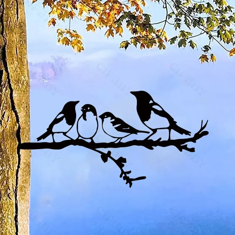 ArtVireo Metall Vogel Baum- & Gartendekor | Silhouetten von Vögeln/Drachen/Feen/Hunden | Außendekoration