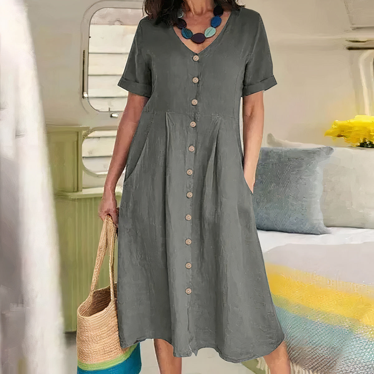 Bella - Maxikleid Mit V-Ausschnitt