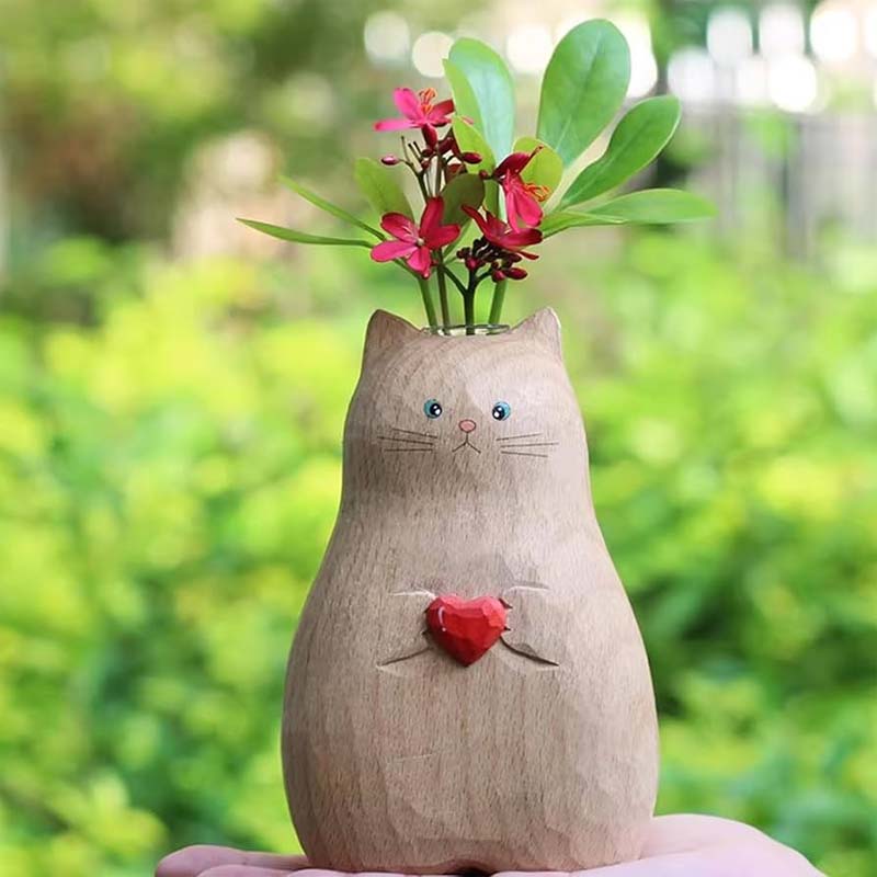 Chonky Cat Vase mit Herz