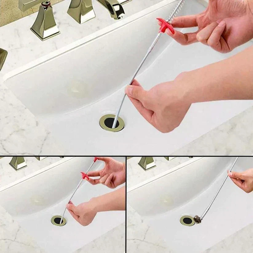 Abfluss-Reinigungshaken Ohne Chemie | Federstahl Rostfrei, 60 cm, Flexibel | Für Küche, Bad & Dusche, Wiederverwendbar