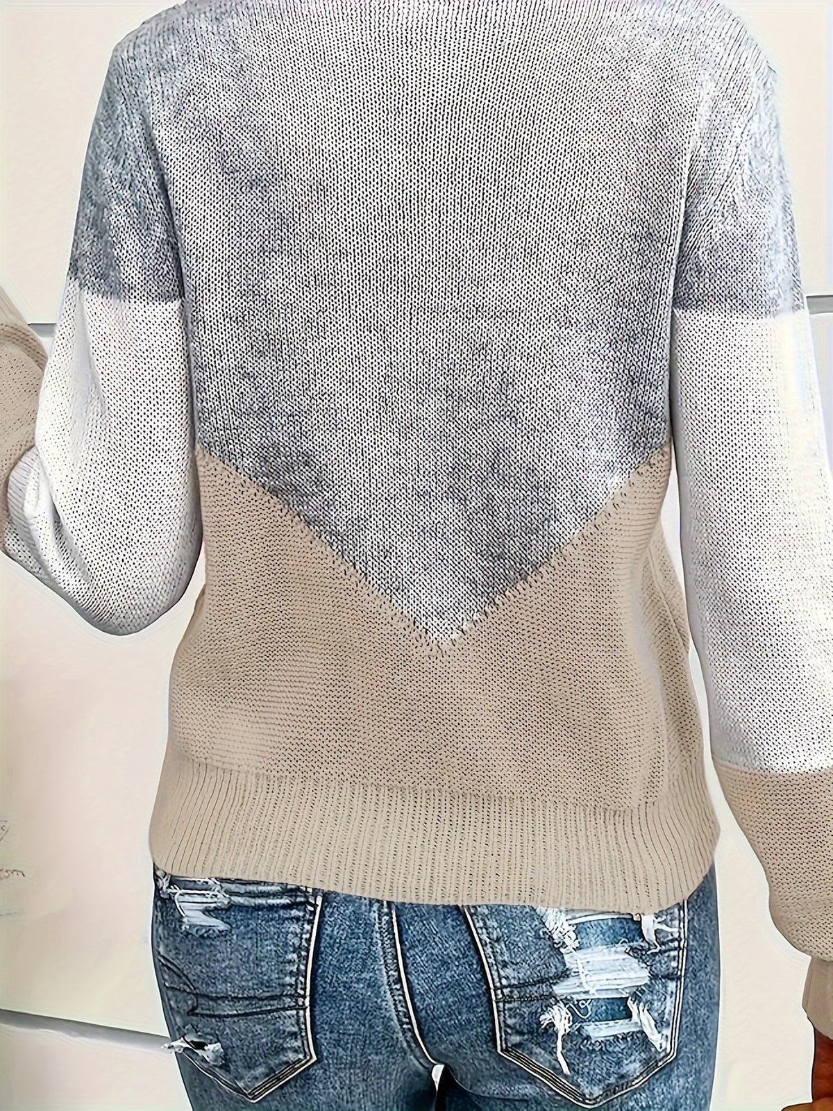 Arknelle - Lässiger Langarm Pullover Mit Kontrastdetails