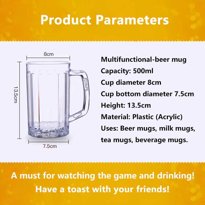 Bierkrug 500 ml | Unzerbrechlich & Spülmaschinenfest | Ideal für Zuhause & Partys