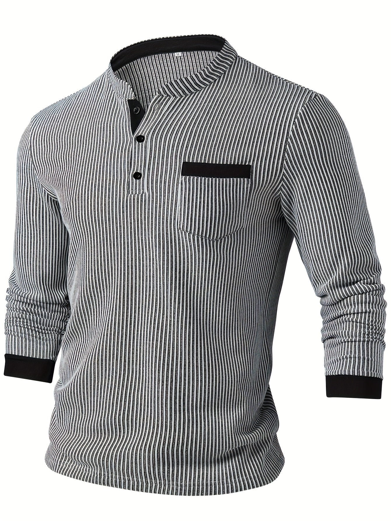 Deegan - Langärmliges Henley Hemd Mit Strukturiertem Gestreiftem Kragen