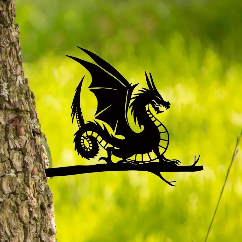 ArtVireo Metall Vogel Baum- & Gartendekor | Silhouetten von Vögeln/Drachen/Feen/Hunden | Außendekoration
