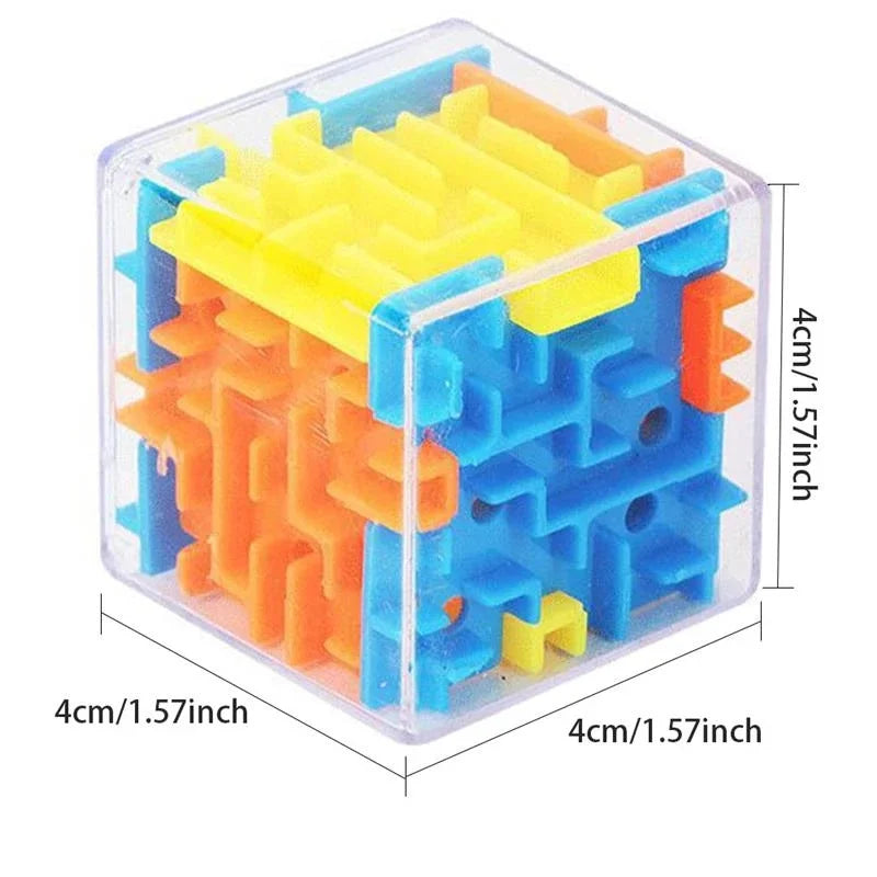 3D Labyrinth-Puzzlespielzeug für Kinder | Sechsseitiger Labyrinthwürfel | 4 cm Mini | Kognitive Entwicklung