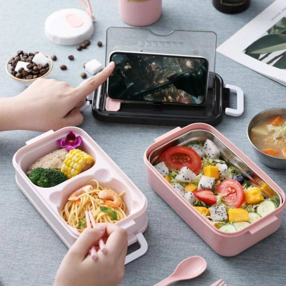 Lunchbox | Gestapelt mit mehreren Fächern | 1.400 ml Fassungsvermögen | Reisegeeignet