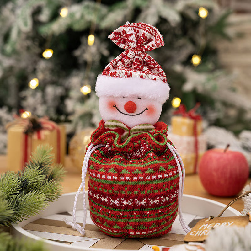 FestiveJoy – Gestrickte Weihnachtsgeschenkbeutel mit Puppe | 1+1 GRATIS