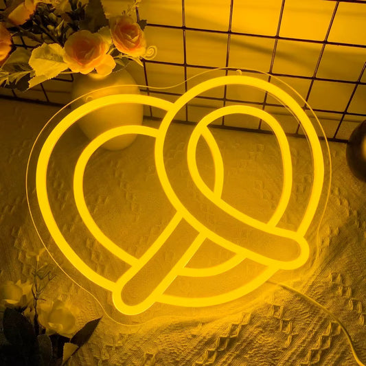 Neon-Wandschild | Brezel-Bäckerei-Design | 33x26 cm | Küche, Café & Partydekoration