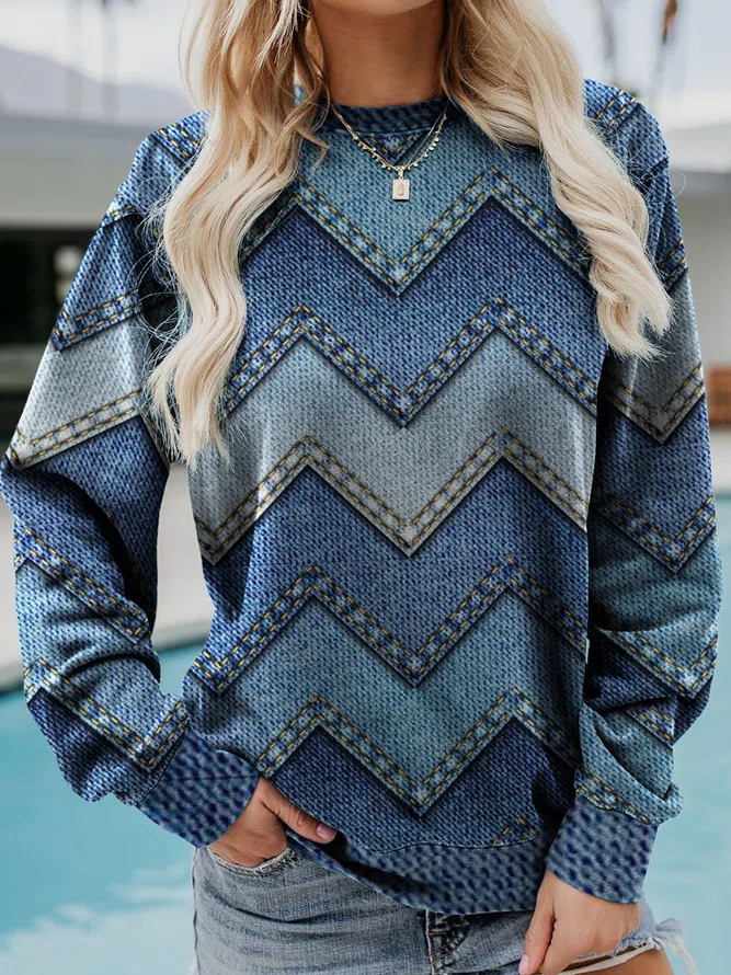 Damen Sweatshirt mit Rundhalsausschnitt und langen Ärmeln