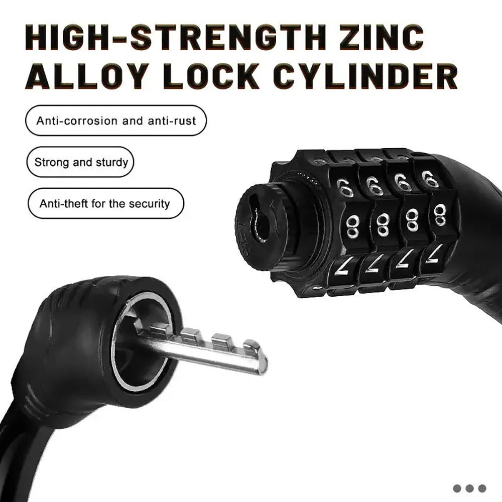 VeloCrypta 4-teiliges Fahrradkabelschloss-Set | Edelstahl | 4-stelliger Zahlencode | Länge 10,5–21 cm