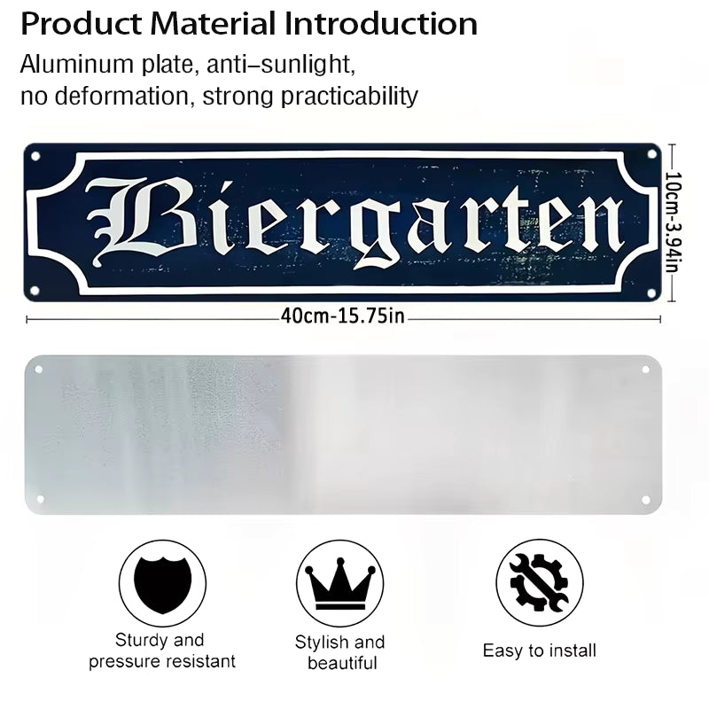 Vintage Bier Wandschild | Gotische Schrift | Aluminium & 10x40cm | Innen-/Außenbereich Dekor