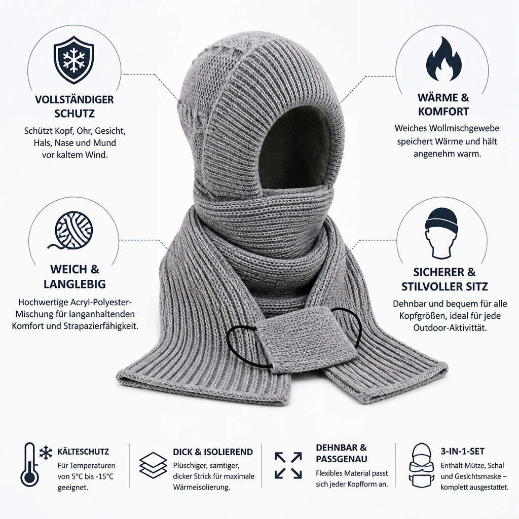 Nordflaum Kopf und Hals angenehm warm halten