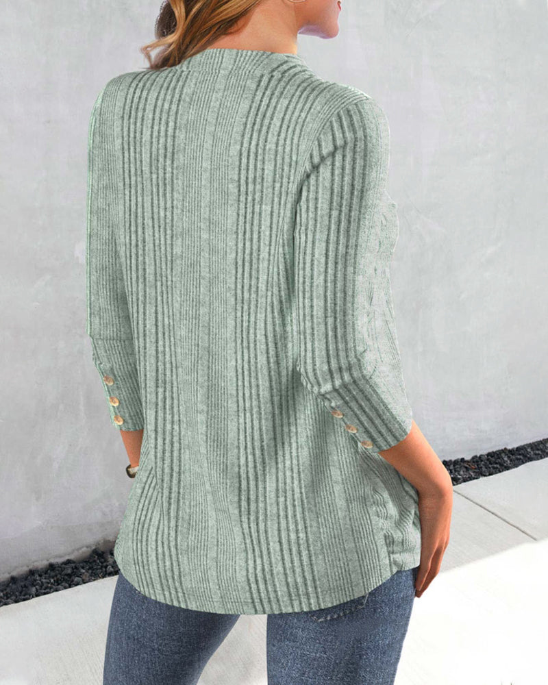 Damenbluse | Elegante V-Ausschnitt Bluse mit langen Ärmeln