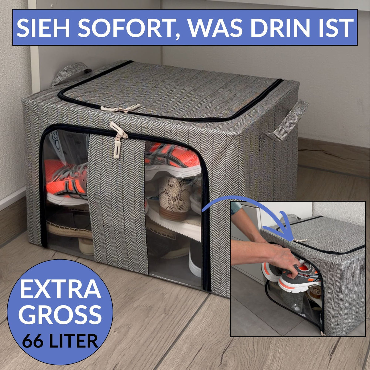 Aufbewahrungsbox | Klare Frontscheibe | Stapelbar & Staubdicht | Platzsparende Organisation