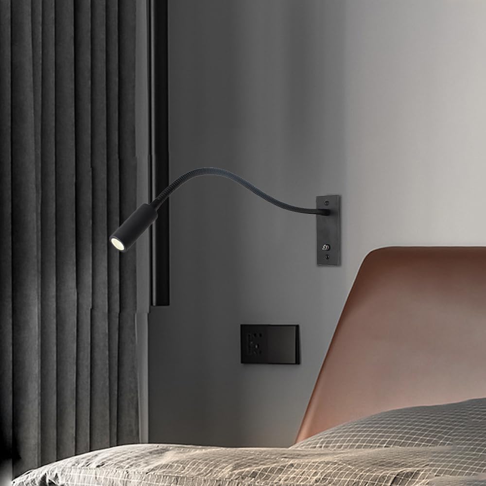 Wandleselampe mit flexiblem Arm und drei Lichtfarben