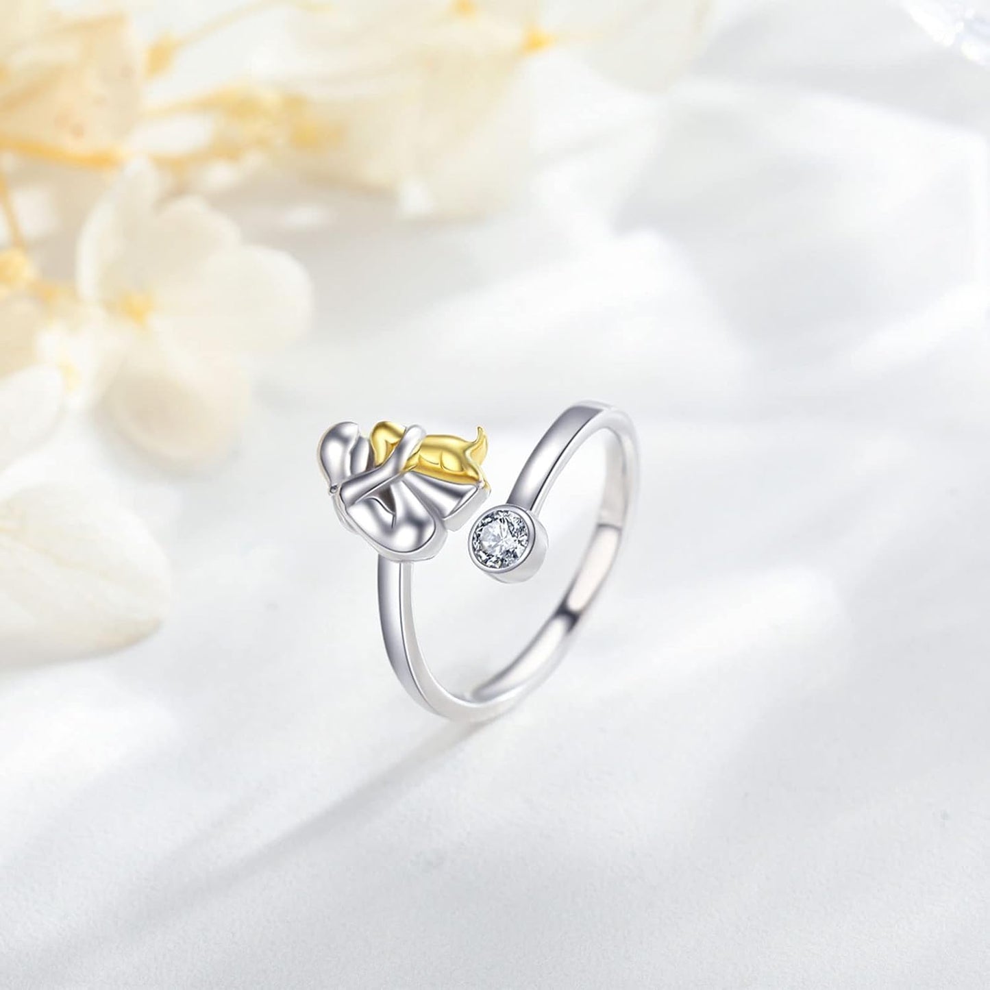 925er Sterling-Silber Hundering mit Zirkonia – Verstellbar & Handgefertigt