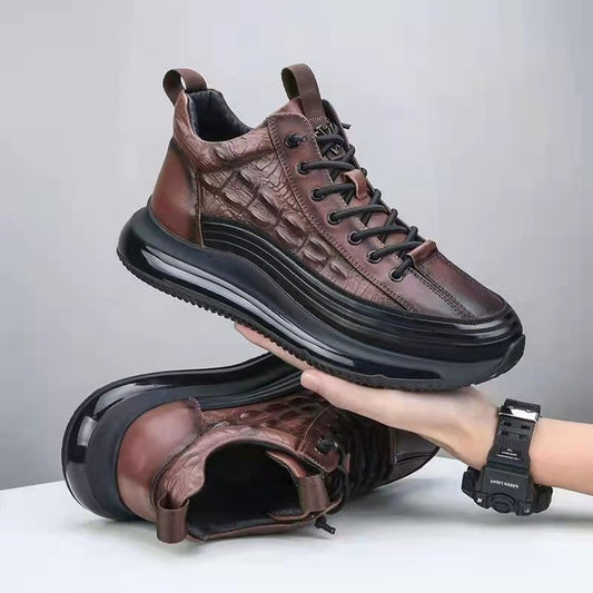 Herren Sneakers mit Krokodil-Prägung und Schnürung