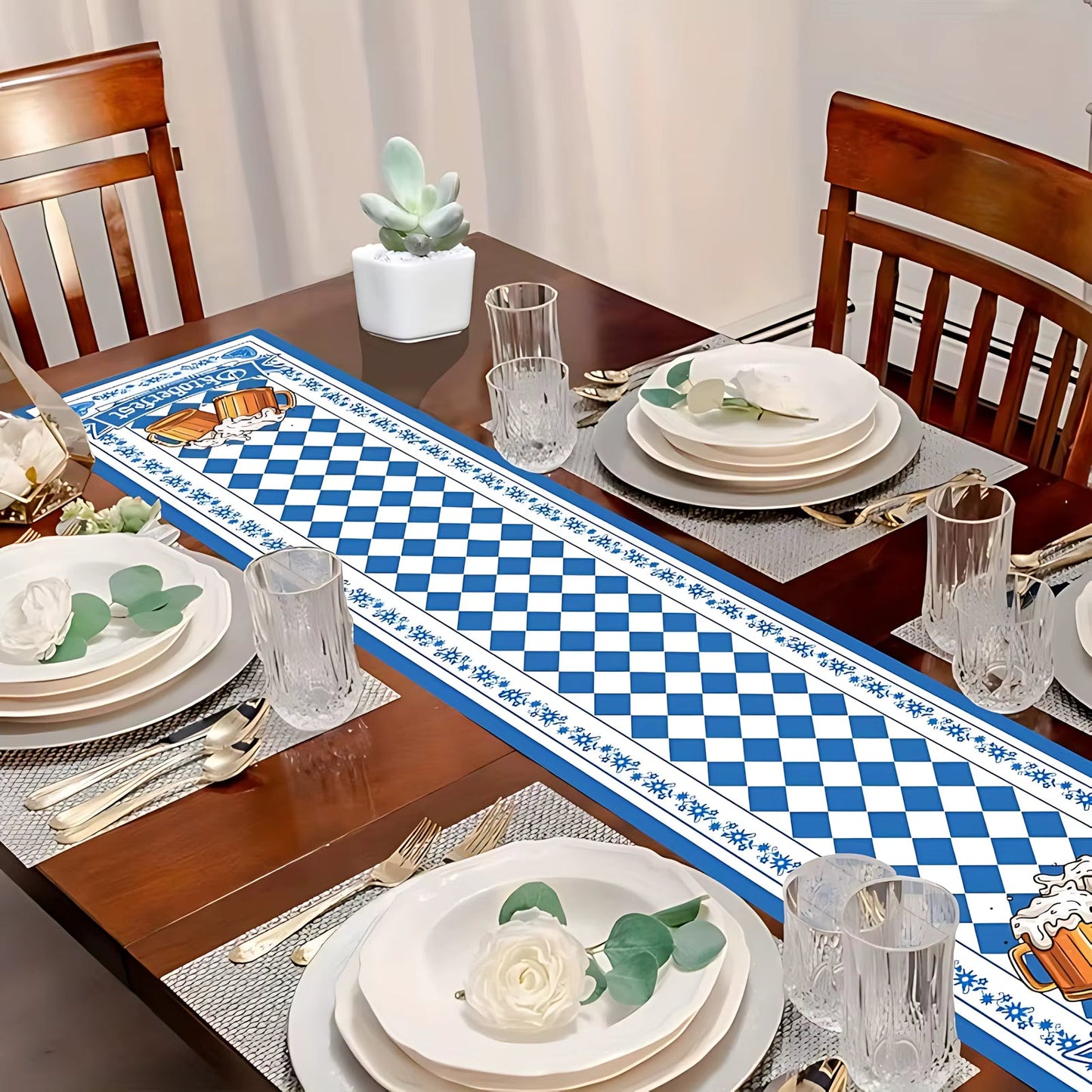Tischläufer | Bairisches Oktoberfest-Design | Robustes Polyester | Biergarten-Partydekoration