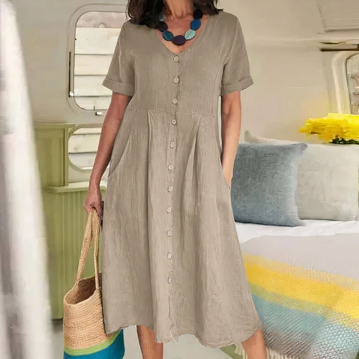 Bella - Maxikleid Mit V-Ausschnitt
