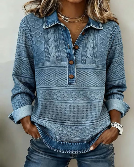 Olivia | Texturierte Halbknopf-Bluse