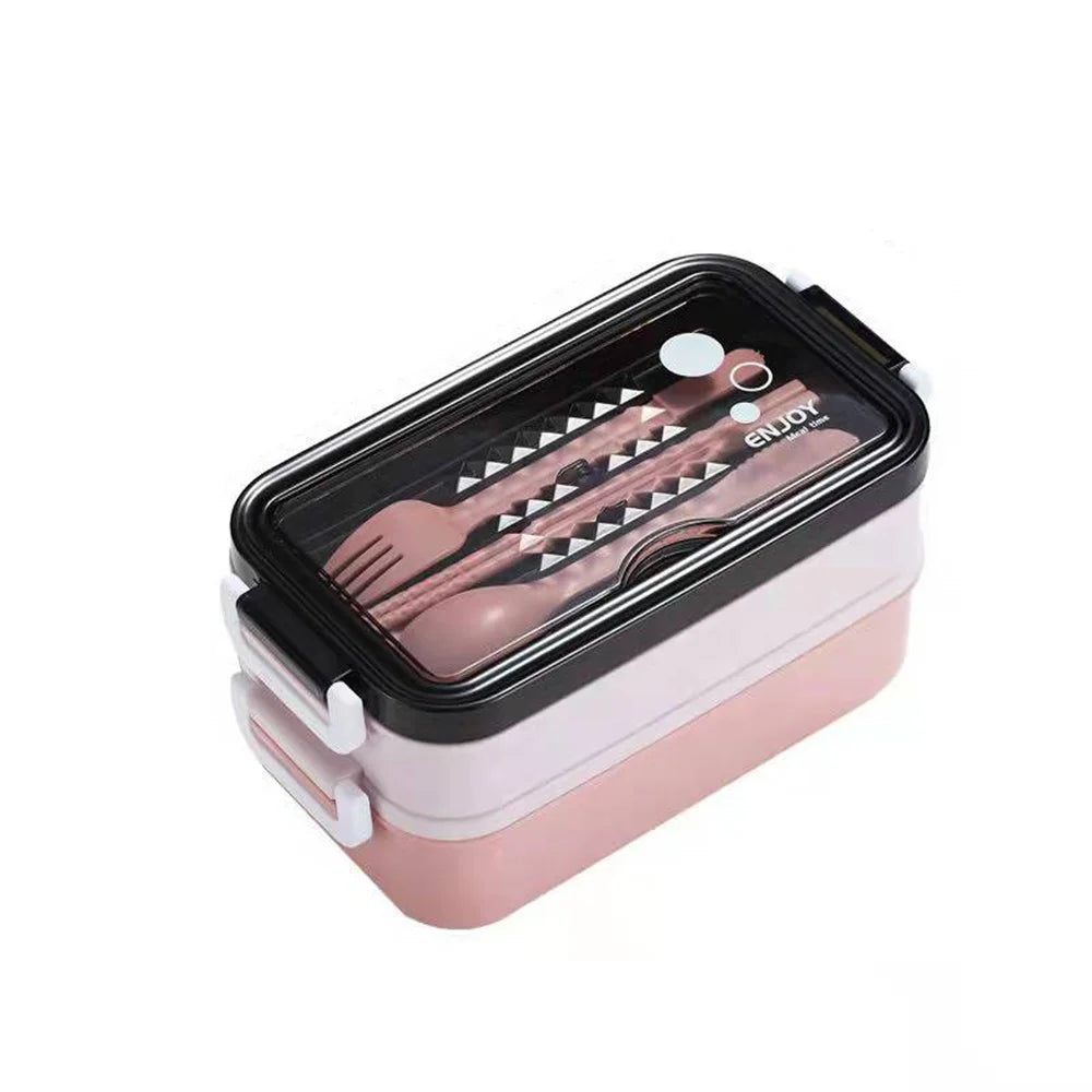 Lunchbox | Gestapelt mit mehreren Fächern | 1.400 ml Fassungsvermögen | Reisegeeignet