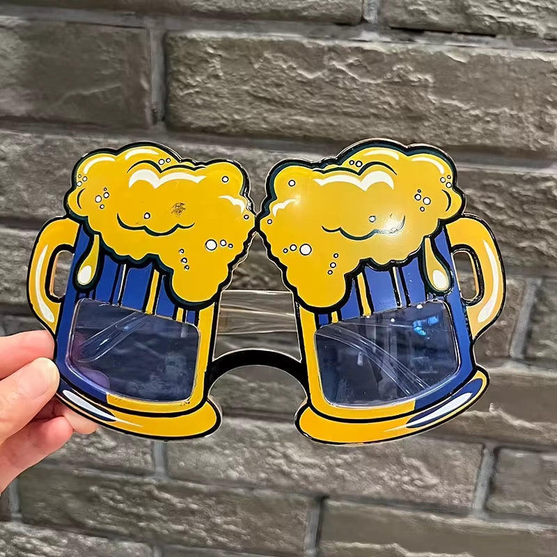 Partybrillen für Erwachsene | Oktoberfest Bierkrug Design | Blau & Gelb | Fotobox Requisite