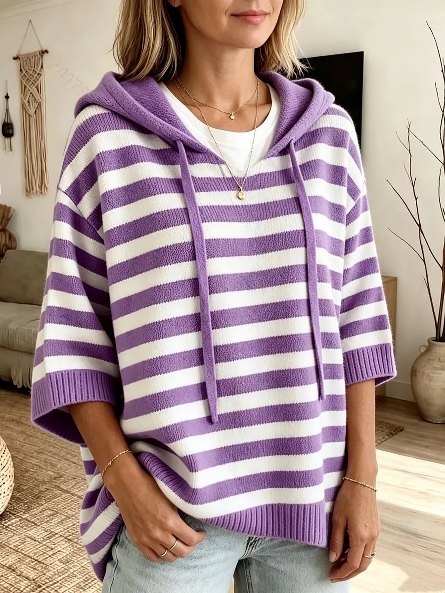 Kiera – Übergröße Kapuzenpullover Mit Streifenmuster