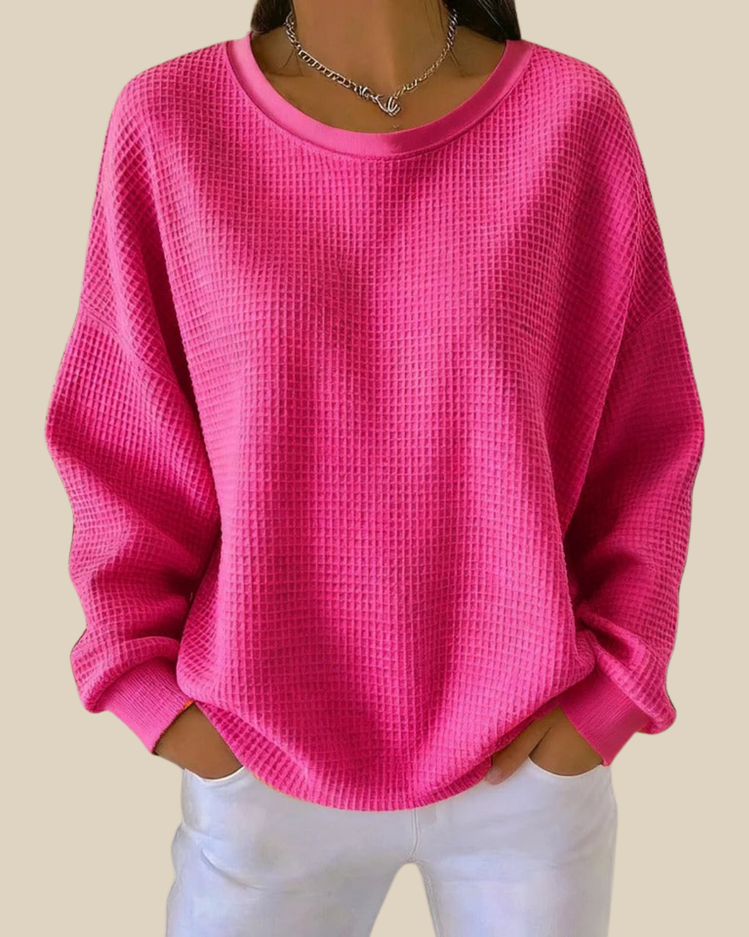Jenna | Strukturierter Waffelstrickpullover