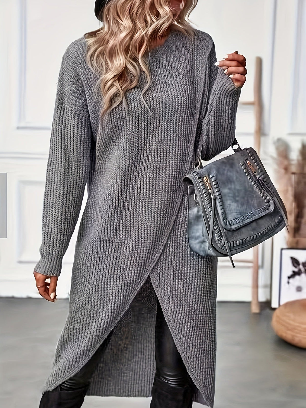 Stefany – Stilvolles Strickkleid mit Rundhalsausschnitt