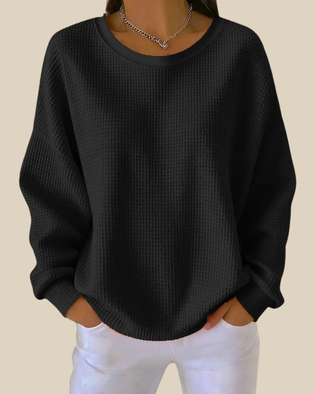 Jenna | Strukturierter Waffelstrickpullover