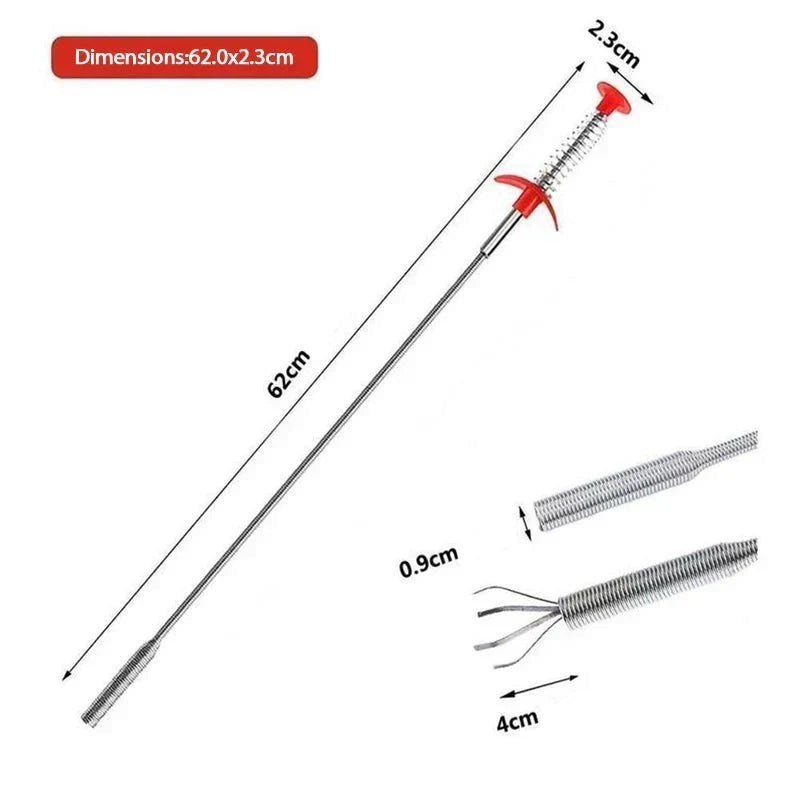 Abfluss-Reinigungshaken Ohne Chemie | Federstahl Rostfrei, 60 cm, Flexibel | Für Küche, Bad & Dusche, Wiederverwendbar