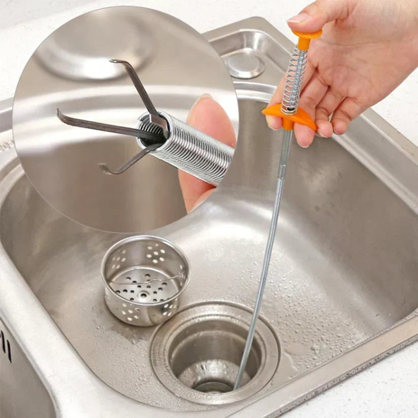 Abfluss-Reinigungshaken Ohne Chemie | Federstahl Rostfrei, 60 cm, Flexibel | Für Küche, Bad & Dusche, Wiederverwendbar