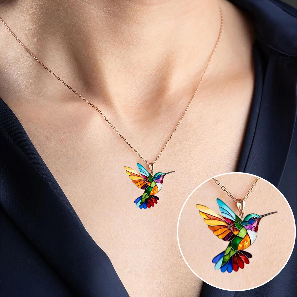 Bunte Kolibri-Halskette
