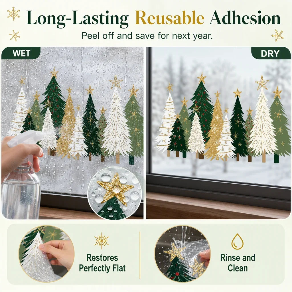 HolidayGlow Fensteraufkleber — Sofortiger Festlicher Glanz