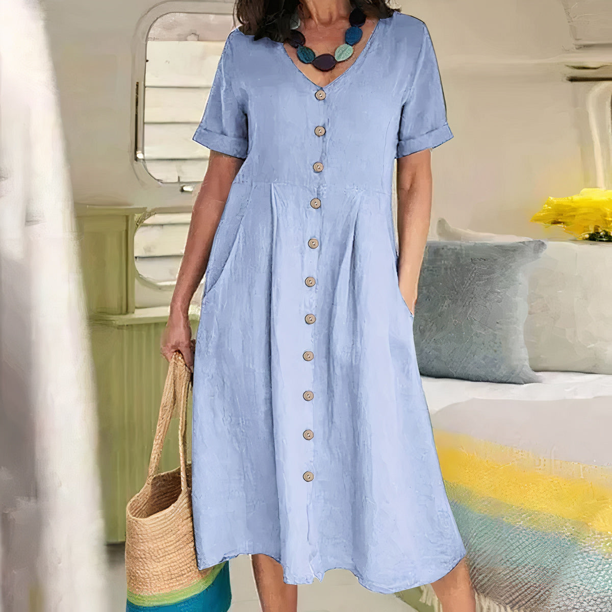 Bella - Maxikleid Mit V-Ausschnitt