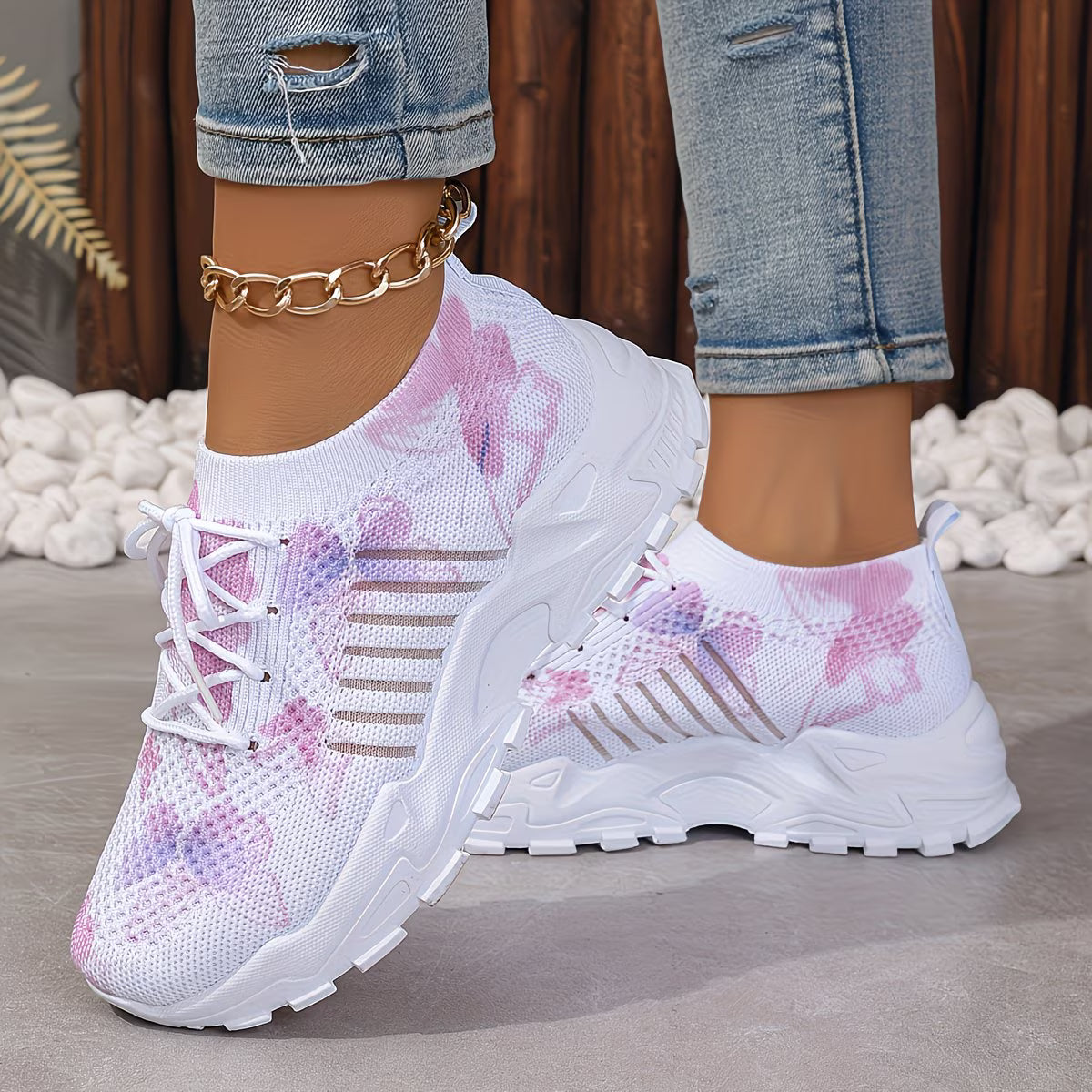Destinee - Schmetterlingsmuster Schnür Turnschuh