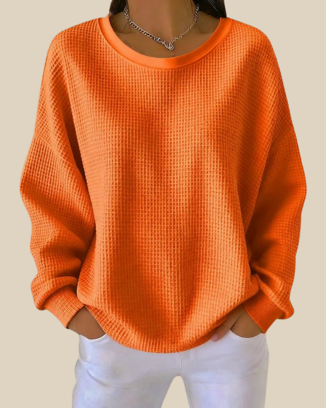 Jenna | Strukturierter Waffelstrickpullover