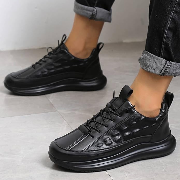 Herren Sneakers mit Krokodil-Prägung und Schnürung