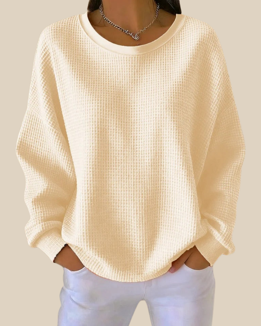 Jenna | Strukturierter Waffelstrickpullover