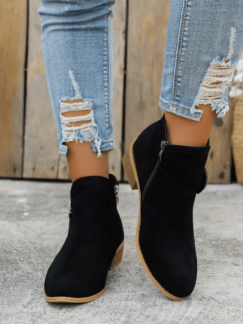 Damenstiefeletten im Vintage-Stil aus Stoff