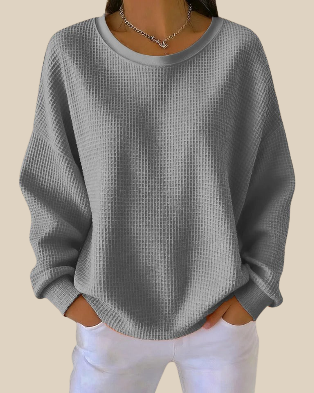 Jenna | Strukturierter Waffelstrickpullover