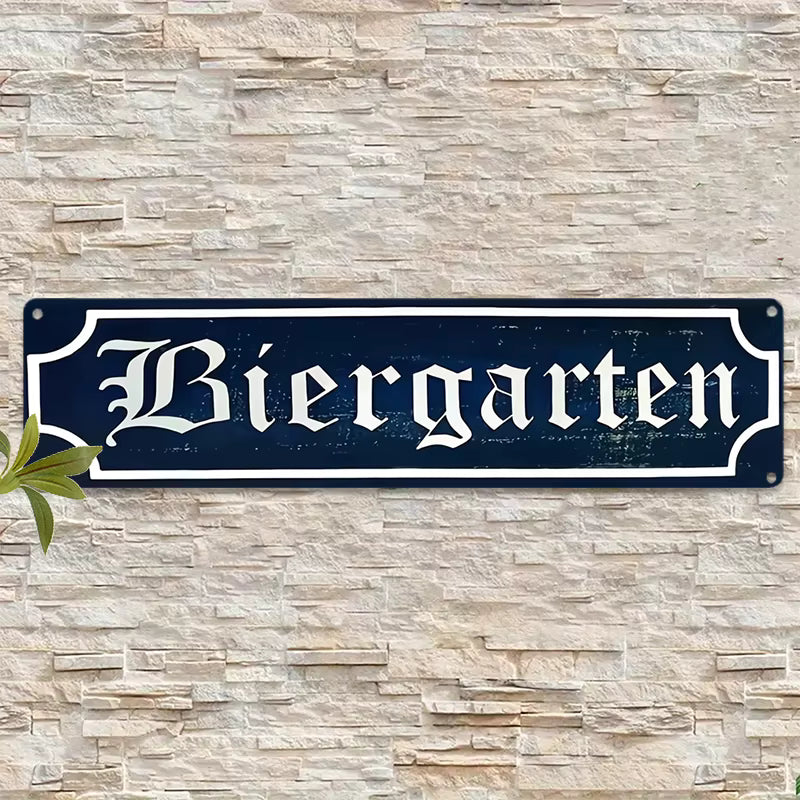 Vintage Bier Wandschild | Gotische Schrift | Aluminium & 10x40cm | Innen-/Außenbereich Dekor