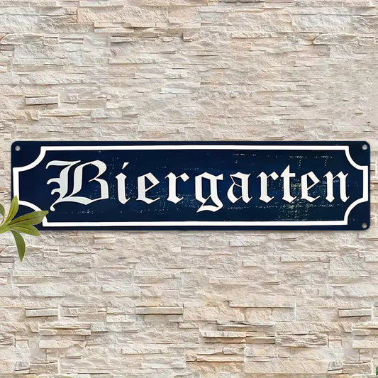 Vintage Bier Wandschild | Gotische Schrift | Aluminium & 10x40cm | Innen-/Außenbereich Dekor