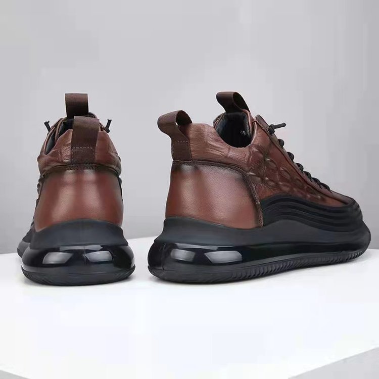 Herren Sneakers mit Krokodil-Prägung und Schnürung