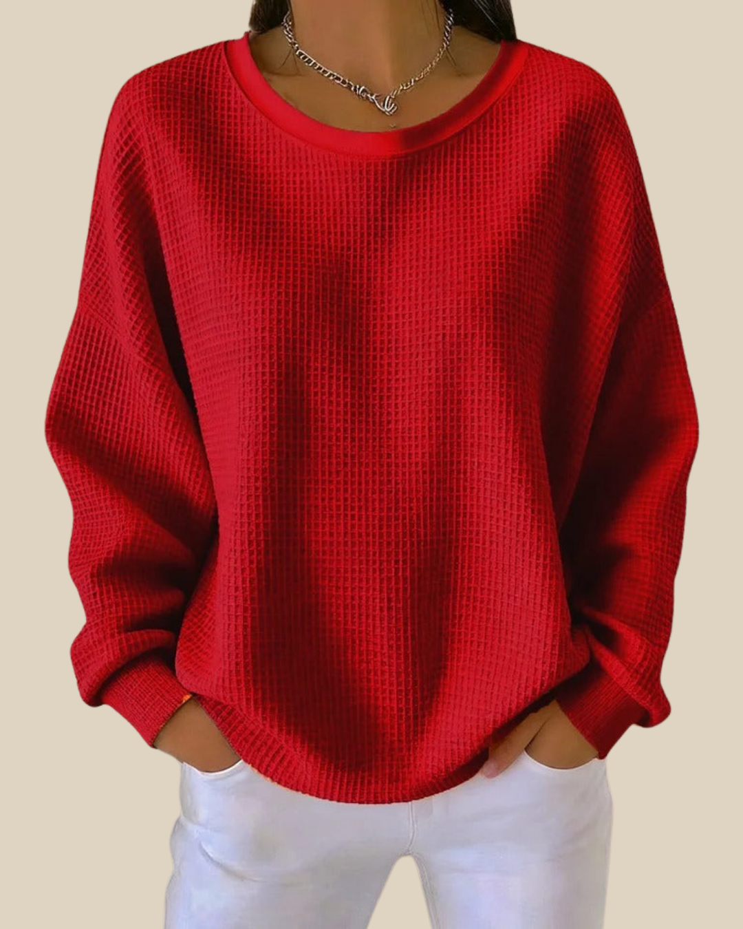 Jenna | Strukturierter Waffelstrickpullover
